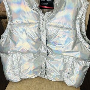 Love Streak Kids Iridescent Silver Puffer Vest